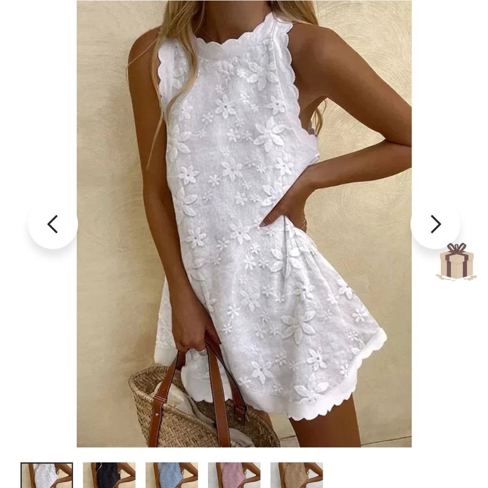 White Floral Sleeveless Dress